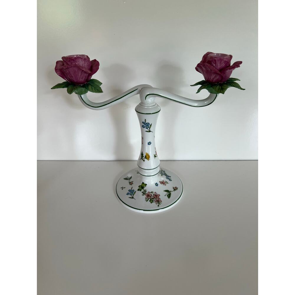 Vintage Franklin Mint Candelabra Les Fleurs De Provence Le Cordon Bleu Rose JL